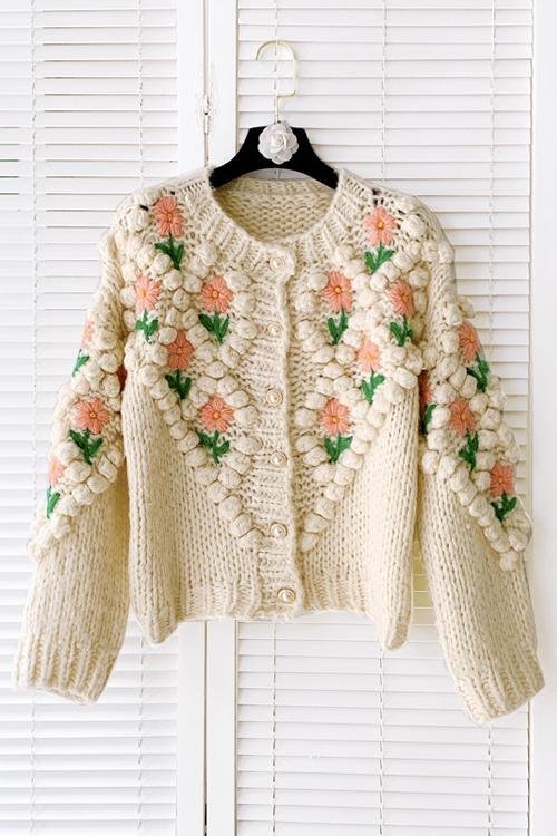 Pearl Button Cardigan-beige