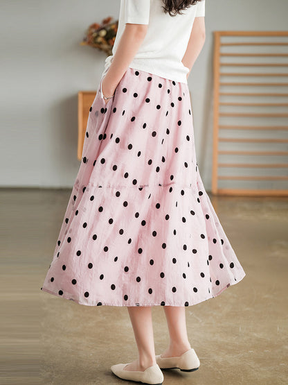 Dot Double Layers Elastic Waist Skirt