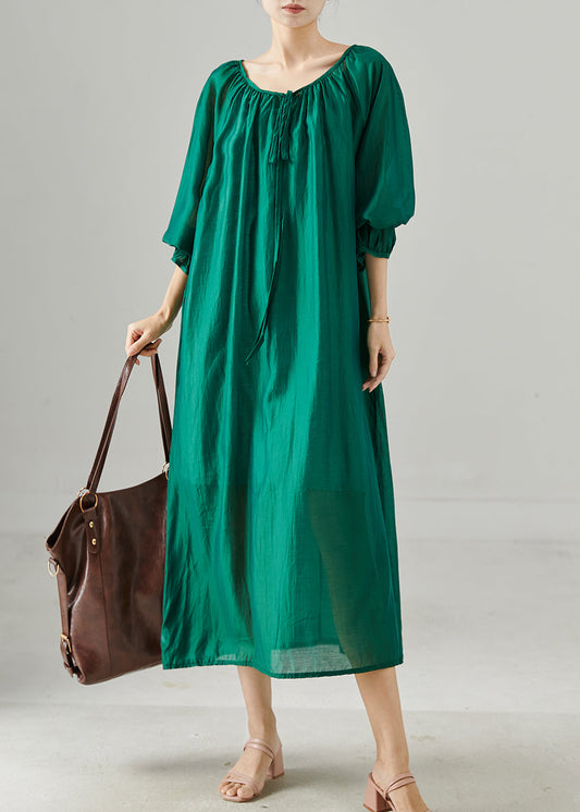 Peacock Green Oversized Cotton Dresses Fall