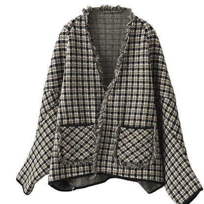 Fashionable Double-sided Woolen Short Frayed Coat