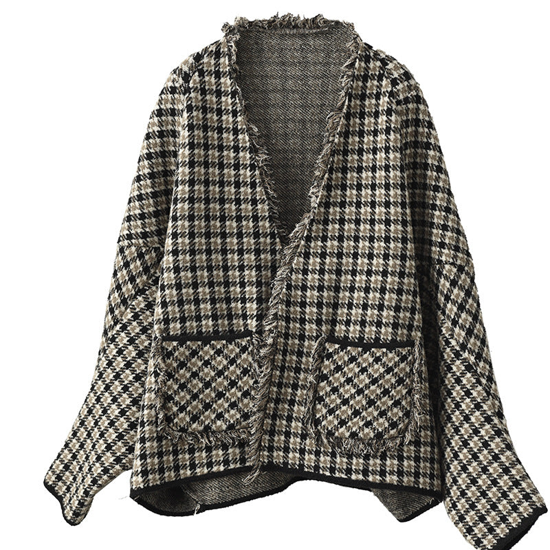 Fashionable Double-sided Woolen Short Frayed Coat