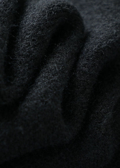 Diy Black Button Woolen Winter Knit Coat