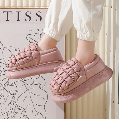 Winter Grid Household Warm Cotton Shoes