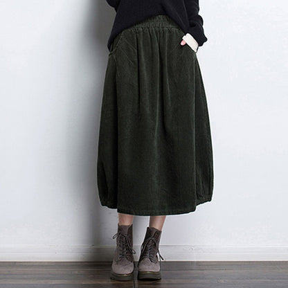Cozy Autumn Winter a Word Corduroy Skirt