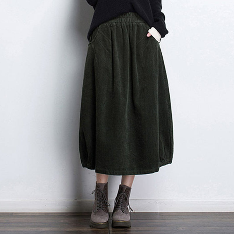 Cozy Autumn Winter a Word Corduroy Skirt