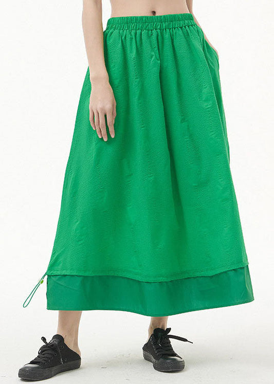 Green a Line Skirts Pockets Drawstring Spring