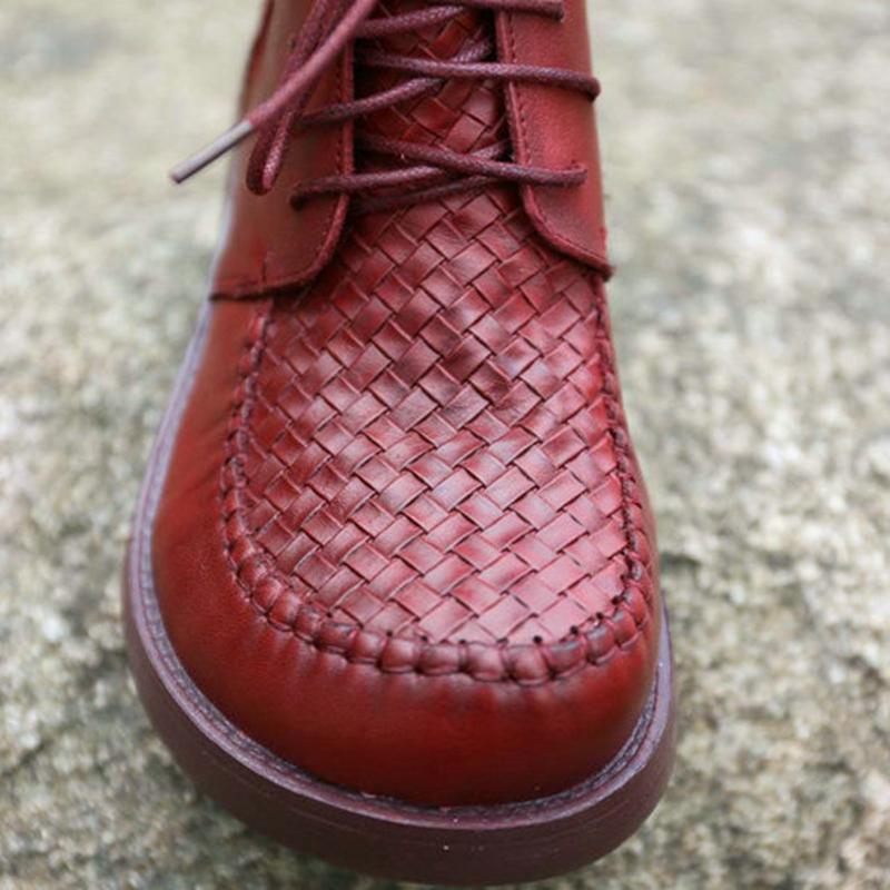 Leather Wedge Heel Boots