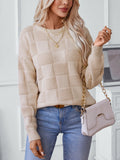 Aneta® | Checked long-sleeved sweater with a crew neck