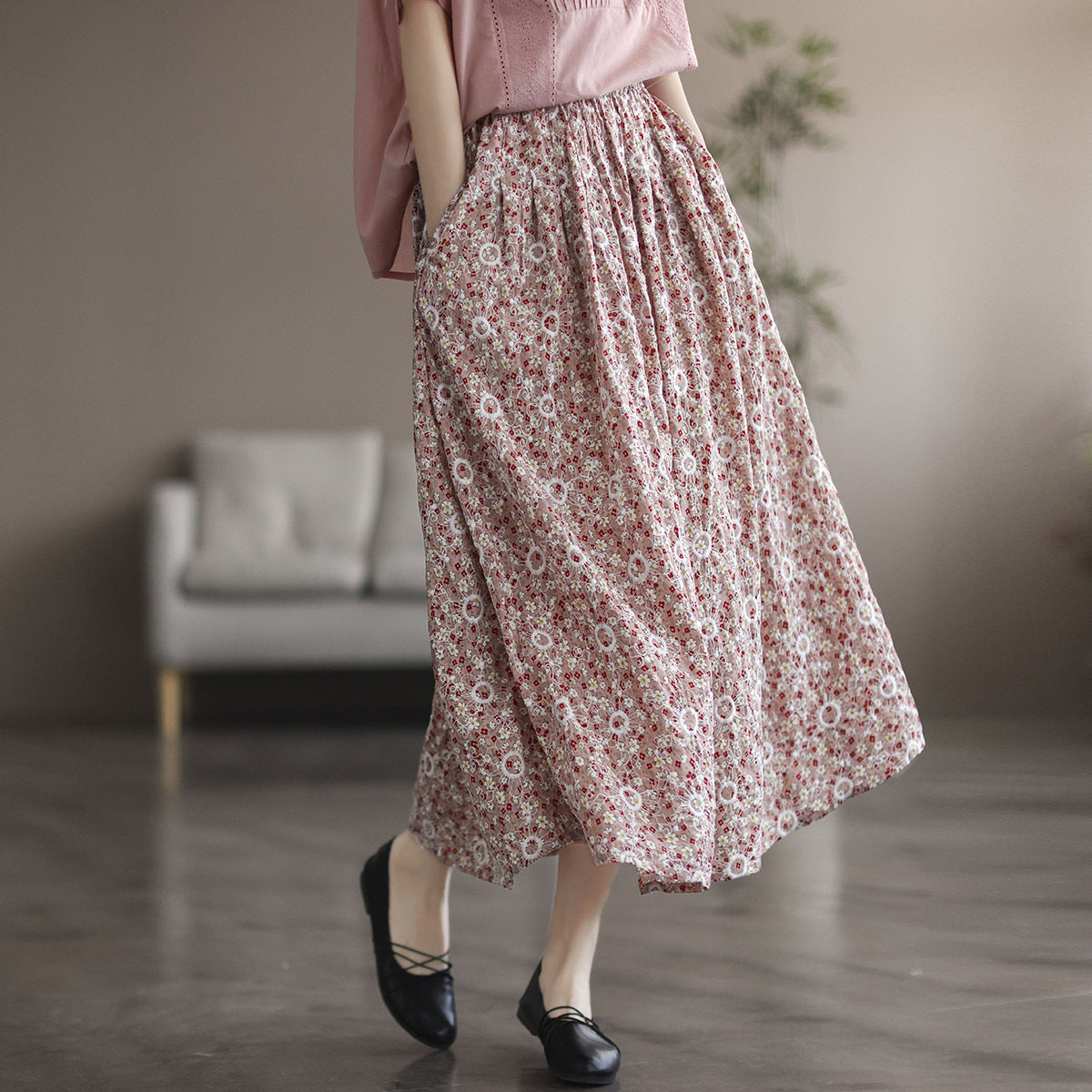Literary Thin Large A-line Skirt