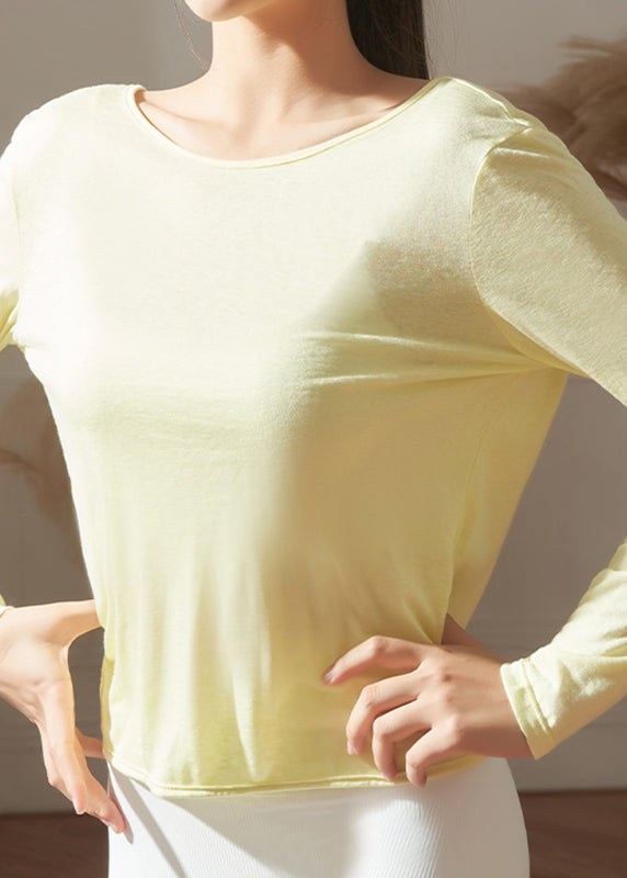 Light Yellow Backless Yoga Tank Tops