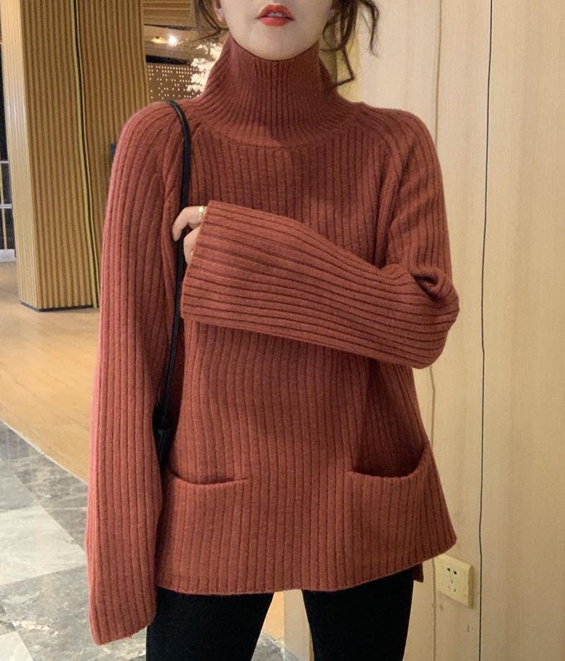 Color High Neck Sweater
