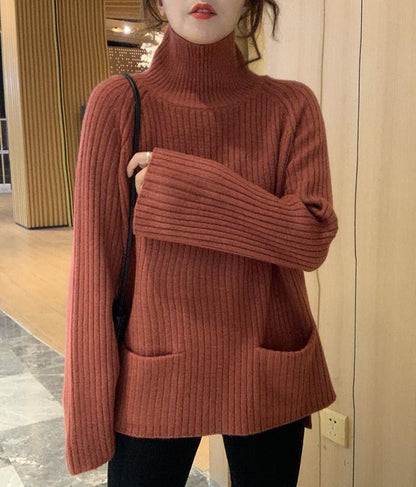 Color High Neck Sweater