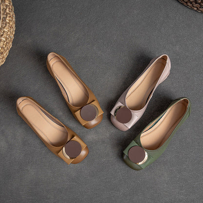 Spring Summer Retro Leather Wedge Shoes