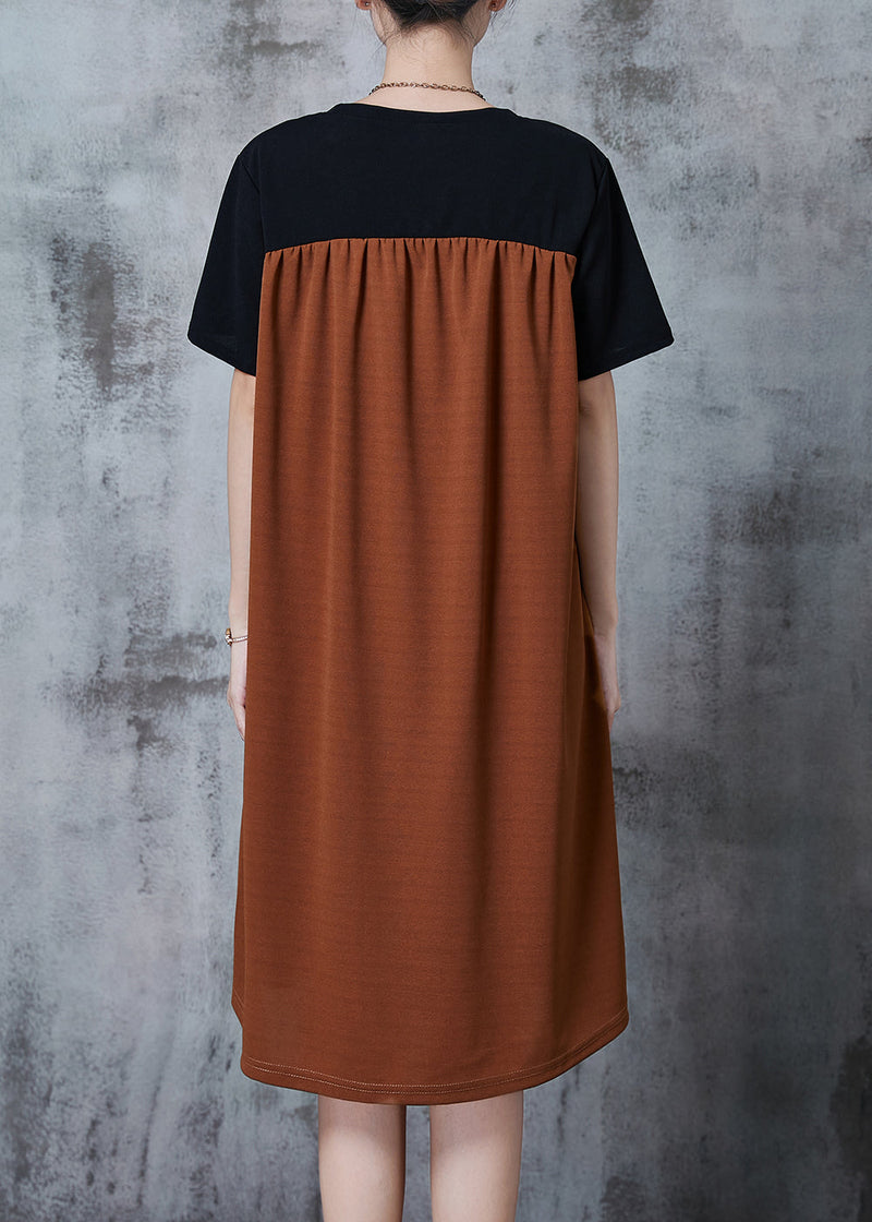 Black Asymmetrical Patchwork Pocket Cotton Dresses Summer