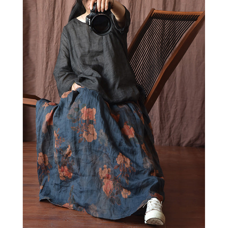 Cozy Retro Linen Skirt