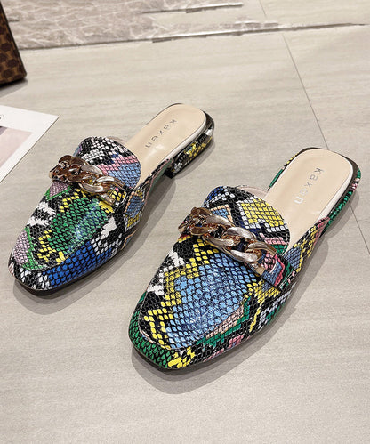 Green Serpentine Splicing Chain Slide Sandals
