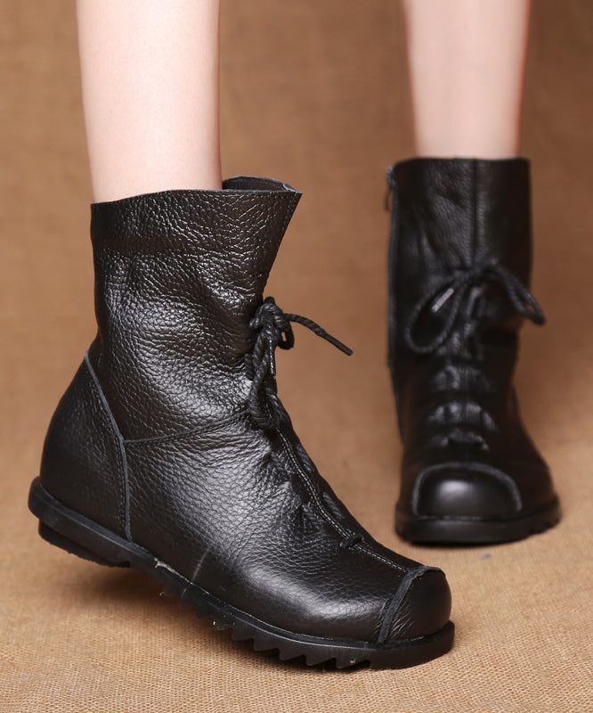 Brown Splicing Lace Up Boots