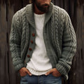 Men's Vintage Braided Lapel Button Down Sweater artswardrobe