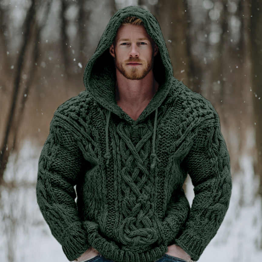 Vintage Fairman Island Jacquard Thick Warm Hooded Sweater artswardrobe