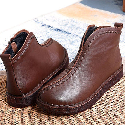 Leather Style Soft Ankle Boots ( Added Plush Styles)