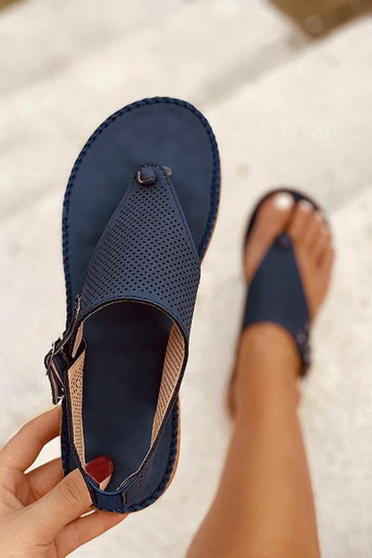 T-strap Perforated Sandals