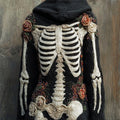 Comstylish Vintage Skeleton Anatomy Floral Hooded Cozy Knit Sweater