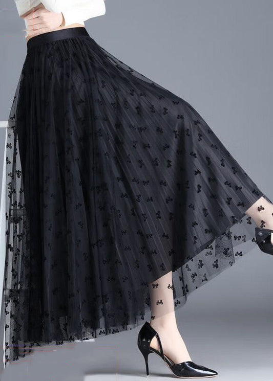 Black Butterfly Tulle a Line Skirts Wear on Both Sides Spring