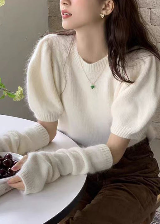 O-neck Short Detachable Sleeve Sweater Bubble Sleeve