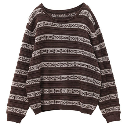 Autumn Stripe Knitted Elastic Sweater