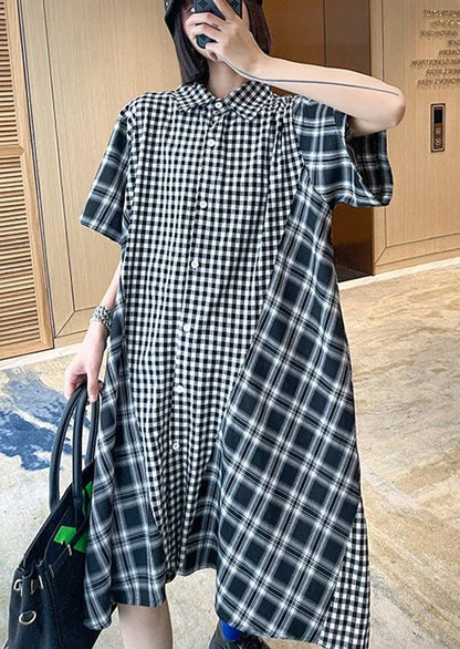 Plaid Patchwork Cotton Summer Maxi Dresses