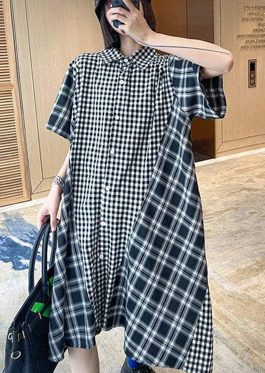 Plaid Patchwork Cotton Summer Maxi Dresses