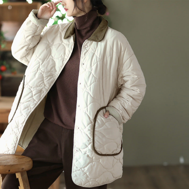 Retro Cotton Thickened Mid-length Quilted Jacket