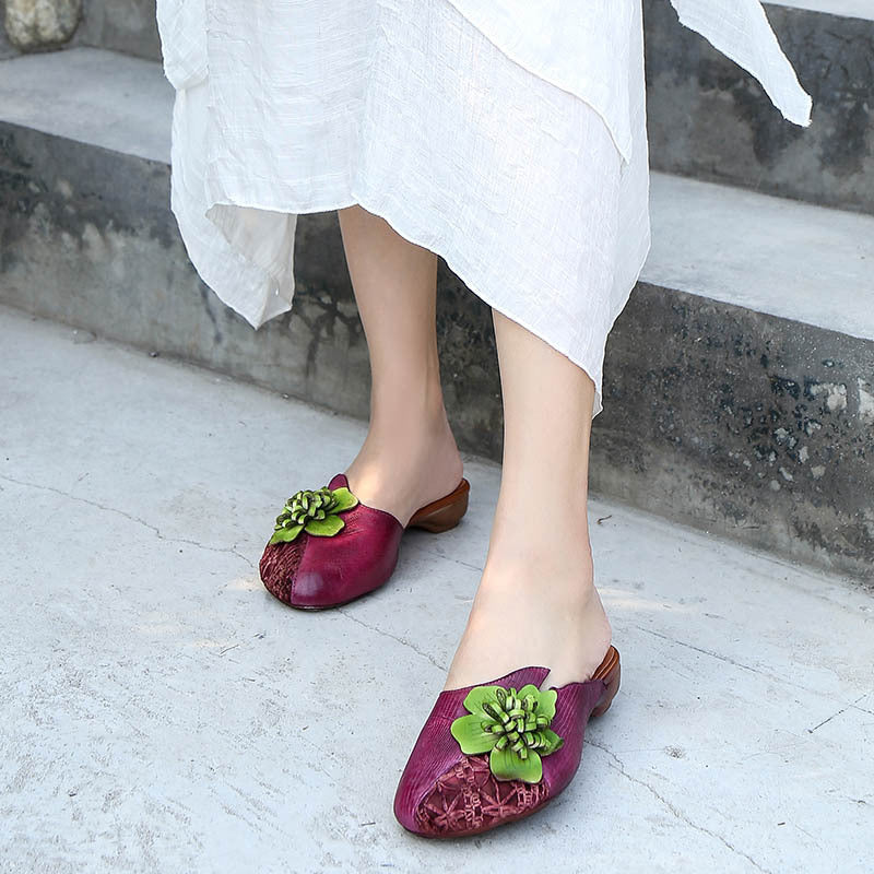 Plaited Leather Slippers