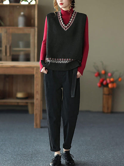 Winter Knitted Vest Sleeveless Sweater