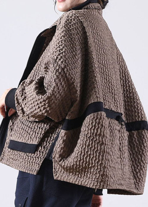 Caramel Zip Up Low High Design Corduroy Coat