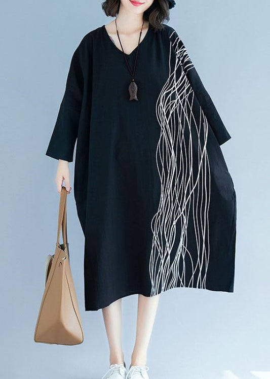 Unique V Neck Baggy Cotton Tunics Tutorials Black Cotton Robes Dress