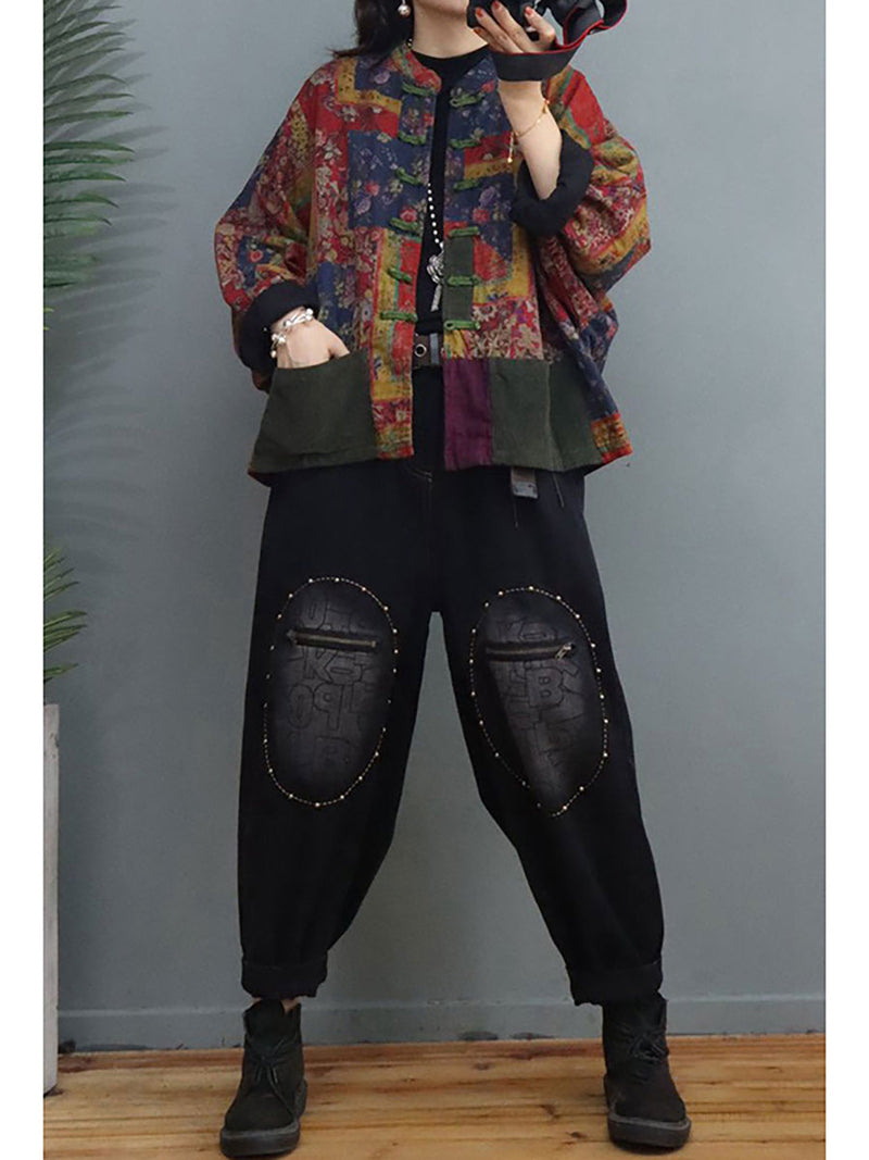 Cotton Linen Breasted Pocket Stitching Coat