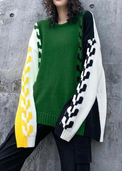 Comfy Winter Patchwork Color Sweaters Clothing Asymmetric Clothes for