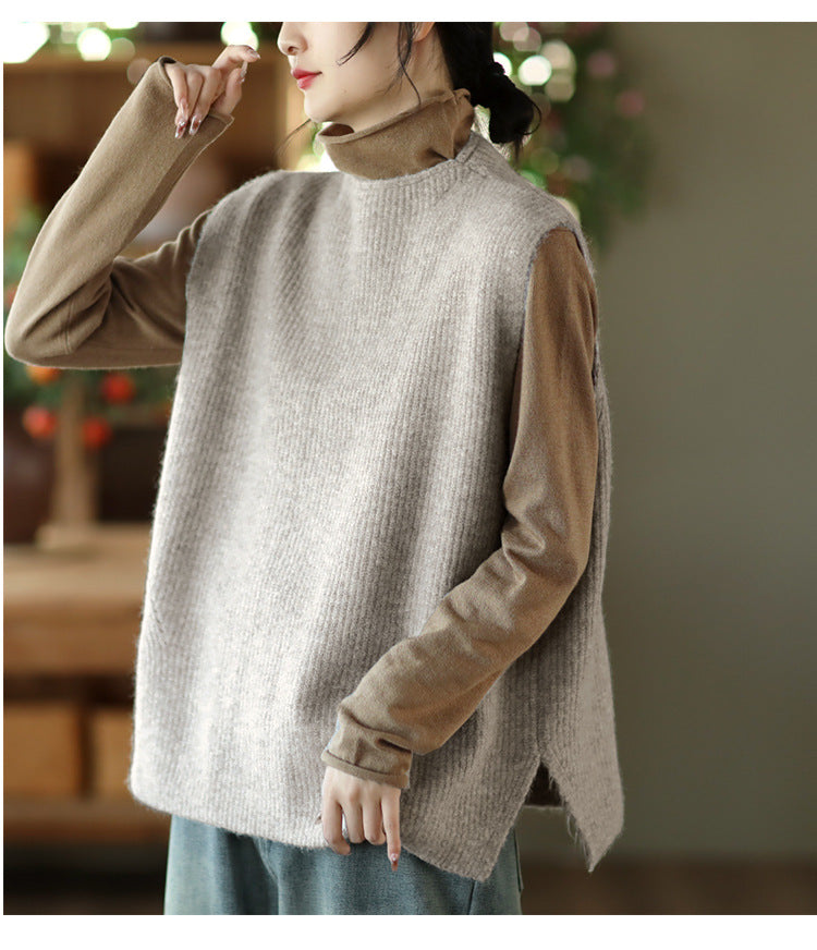 Temperament Loose Sleeveless Pullover Vest Literary Color Vest