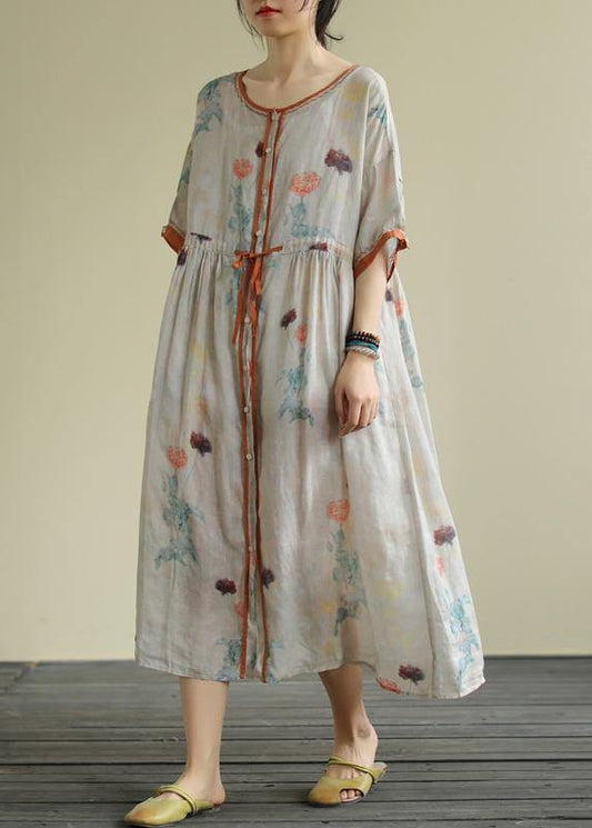 Diy Chiffon Long Shirts O Neck Drawstring Robe Summer Dresses
