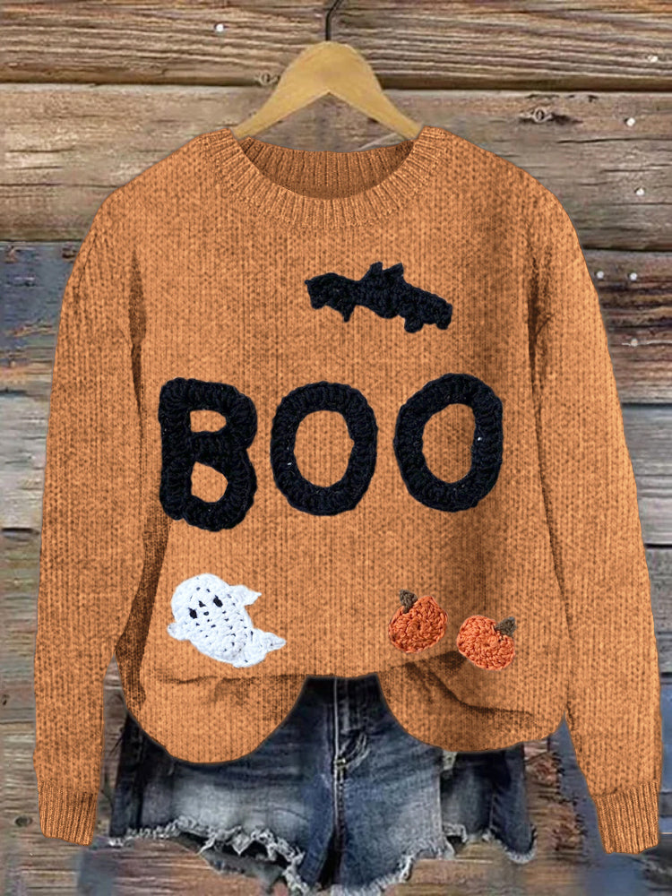 Halloween Boo Knit Cozy Sweater artswardrobe