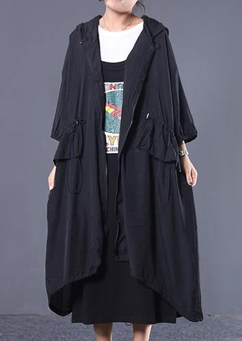 Style Hooded Drawstring Fine Clothes for Black Coats