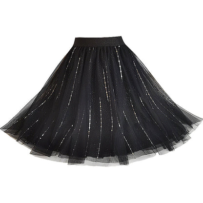Black Sequins Tulle a Line Skirts Summer