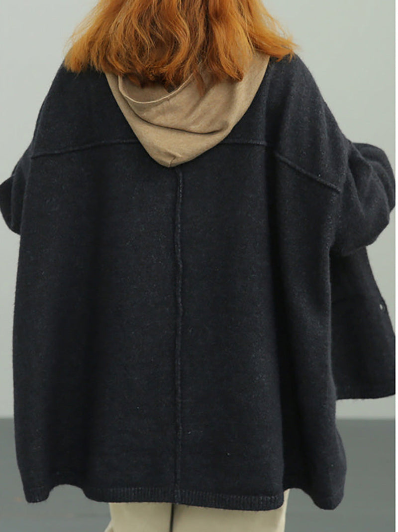- Knitted Irregular Hem Breasted Cardigans Sweater