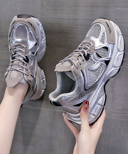 Splicing Platform Sport Shoes Pink Breathable Mesh