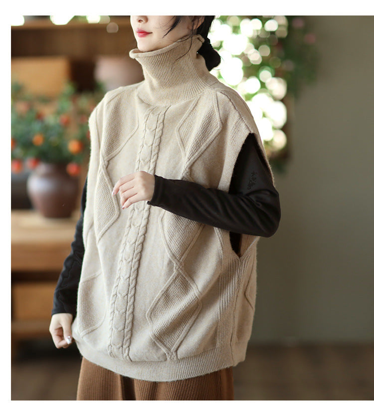 Twist Knit Turtleneck Vest