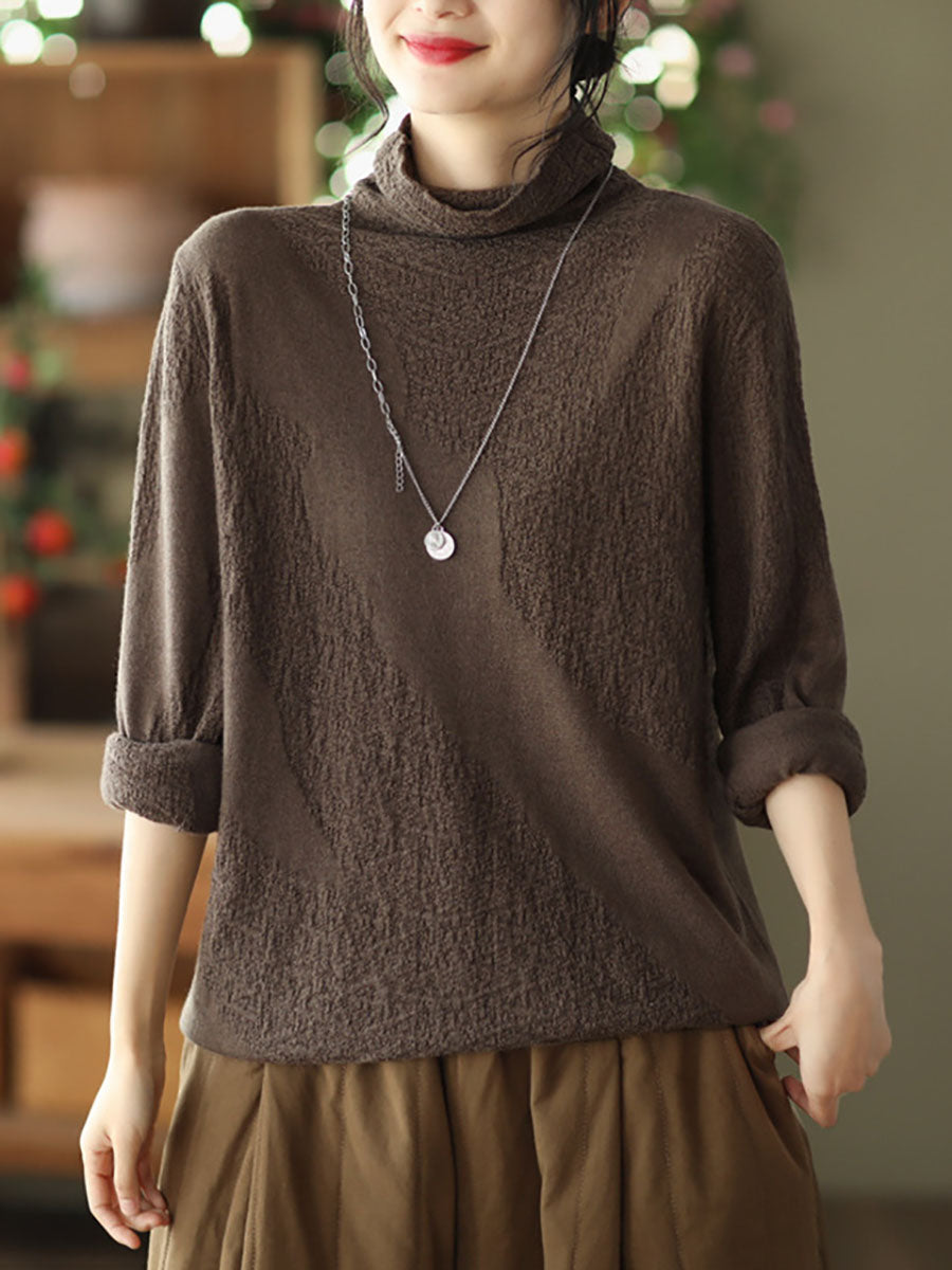 Jacquard Turtleneck Loose Sweater