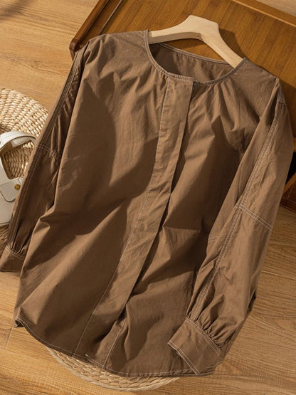 100% Natural Fabric Classic Commuter Loose All-match Shirt in Color