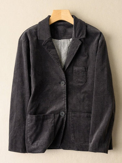 100% Natural Fabric Loose Fit Long Sleeve Suit Coat With Pocket