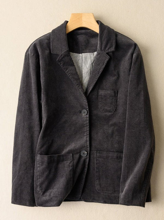 100% Natural Fabric Loose Fit Long Sleeve Suit Coat With Pocket